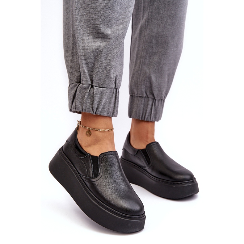 Women's leather sports shoes on the platform black lemar 1 Women's leather sports shoes on the platform black lemar 1