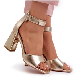 Evento Elegant women's gold high-heeled sandals golden 4