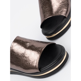 Goodin Metallic women's slippers on the platform brown 1 Goodin Metallic women's slippers on the platform brown 1