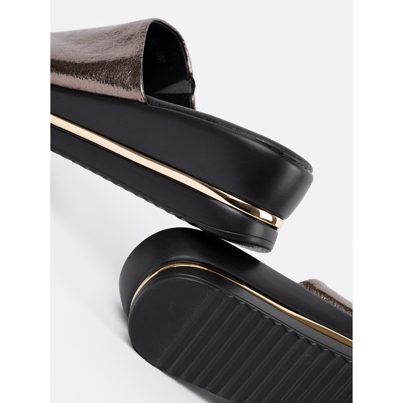Goodin Metallic women's slippers on the platform brown 2 Goodin Metallic women's slippers on the platform brown 2