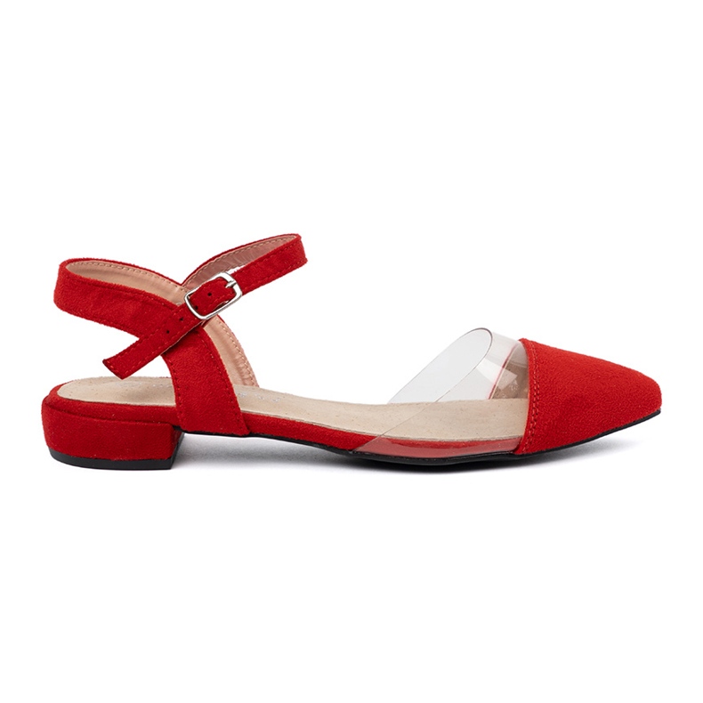 Goodin Red sandals elegant on a flat sole 2