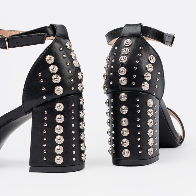 Shelvt Black high heels with studs 2
