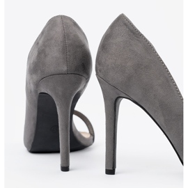 Goodin Gray suede sandals on a high heel grey 1