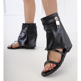 Black flat sandals with upper 2 Black flat sandals with upper 2