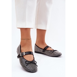 Decorated ballerinas with a bow and a black belt 2 Decorated ballerinas with a bow and a black belt 2