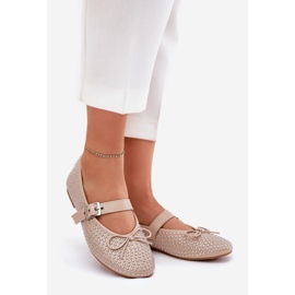 Decorated ballerinas with a bow and beige belt 1