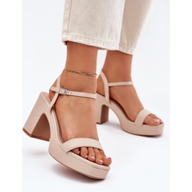 Eco leather sandals on the post beige 1
