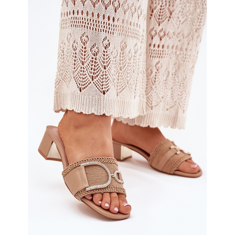 Women's heels with a decorative dark beige detail 2 Women's heels with a decorative dark beige detail 2