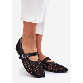 Openwork ballerinas with black belt 1 Openwork ballerinas with black belt 1