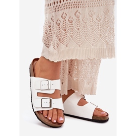 Women's flip flops on the cork platform white buckles 1 Women's flip flops on the cork platform white buckles 1