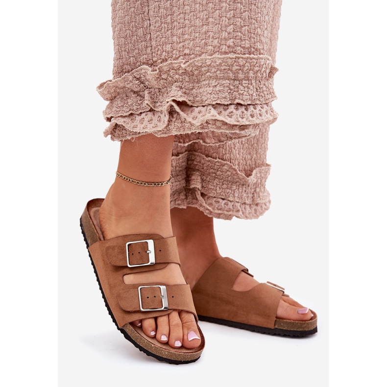 Women's flip flops on the Camel Camel cork platform brown 1