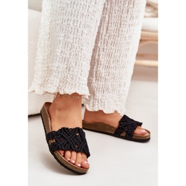 Women's flip flops on the cork platform black 2