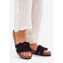 Women's flip flops on the cork platform black 1