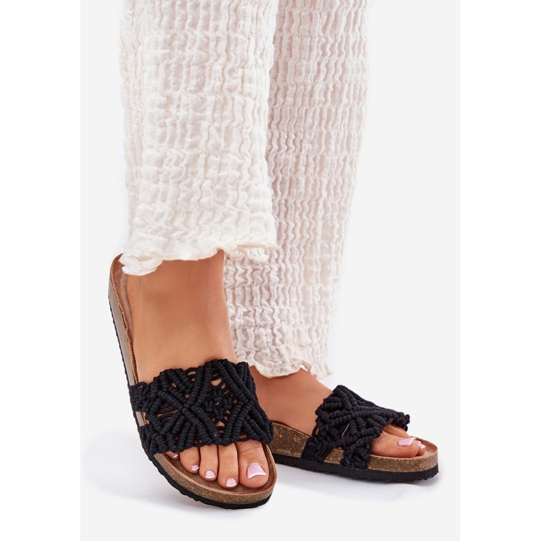 Women's flip flops on the cork platform black 1