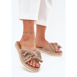 Women's flip flops on the platform with braid and a multicolor bow multicolored 2