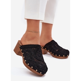 Crochet women's high heels black flip -flops 1 Crochet women's high heels black flip -flops 1