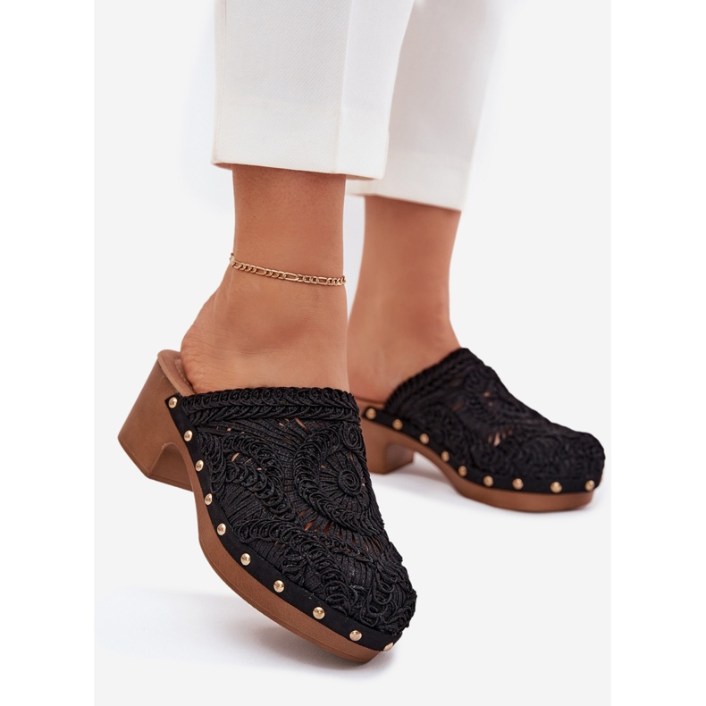 Crochet women's high heels black flip -flops 1 Crochet women's high heels black flip -flops 1