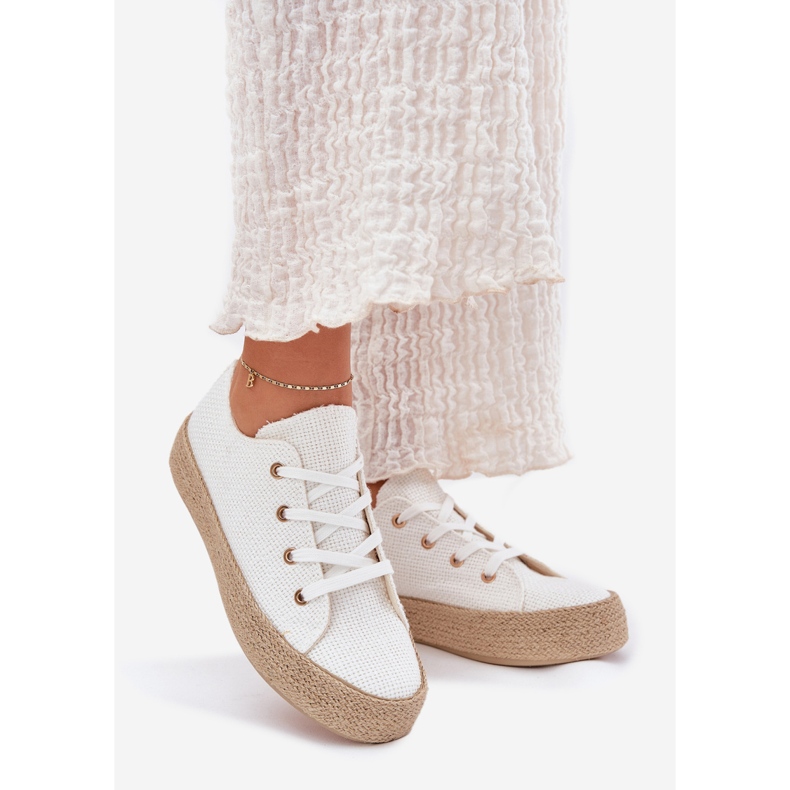 Women's sneakers on the platform with white braid 1