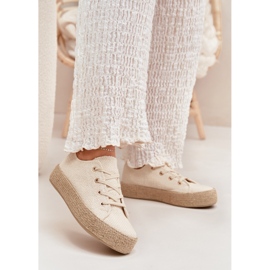 Women's sneakers on the platform with braid beige 2