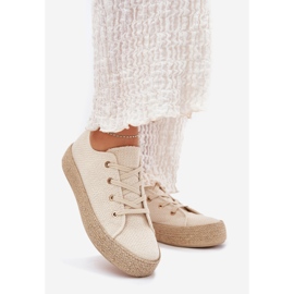 Women's sneakers on the platform with braid beige 1