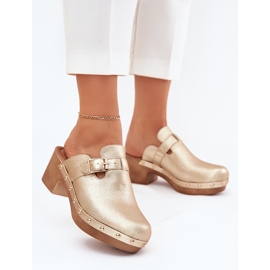 Slippers women's heels with golden clamp 2