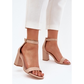 Eco leather women's sandals on the post beige 2