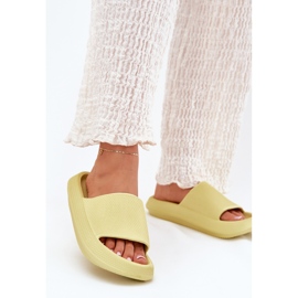 Women's light foam slippers on a thick lime sole green 2 Women's light foam slippers on a thick lime sole green 2