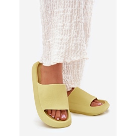 Women's light foam slippers on a thick lime sole green 1 Women's light foam slippers on a thick lime sole green 1