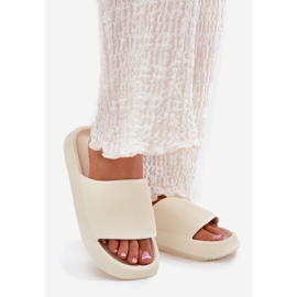 Women's light foam slippers on a thick ecru sole white 1