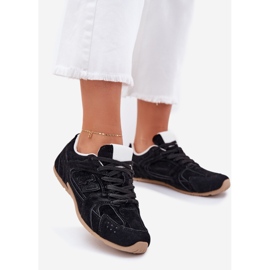 Women's sports shoes with eco suede black 1