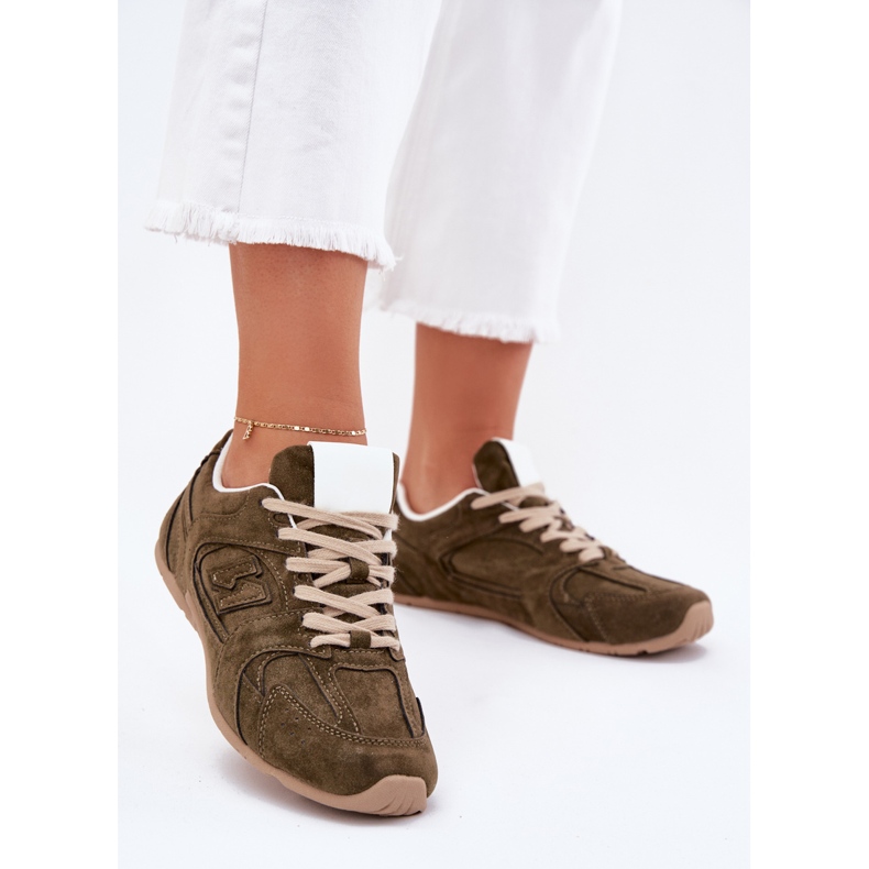 Women's sports shoes with eco suede dark green 2 Women's sports shoes with eco suede dark green 2