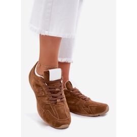 Women's sports shoes with eco suede camel brown 1