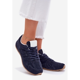Women's sports shoes with eco suede navy blue 1