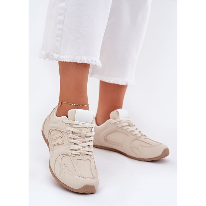 Women's sports shoes with eco suede beige 2 Women's sports shoes with eco suede beige 2