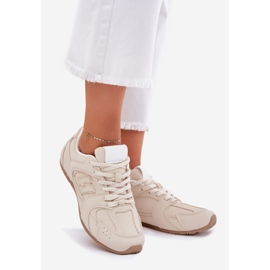 Women's sports shoes with eco suede beige 1 Women's sports shoes with eco suede beige 1
