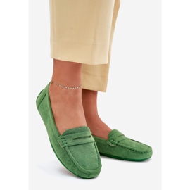 Women's Suede Loafers Green 1