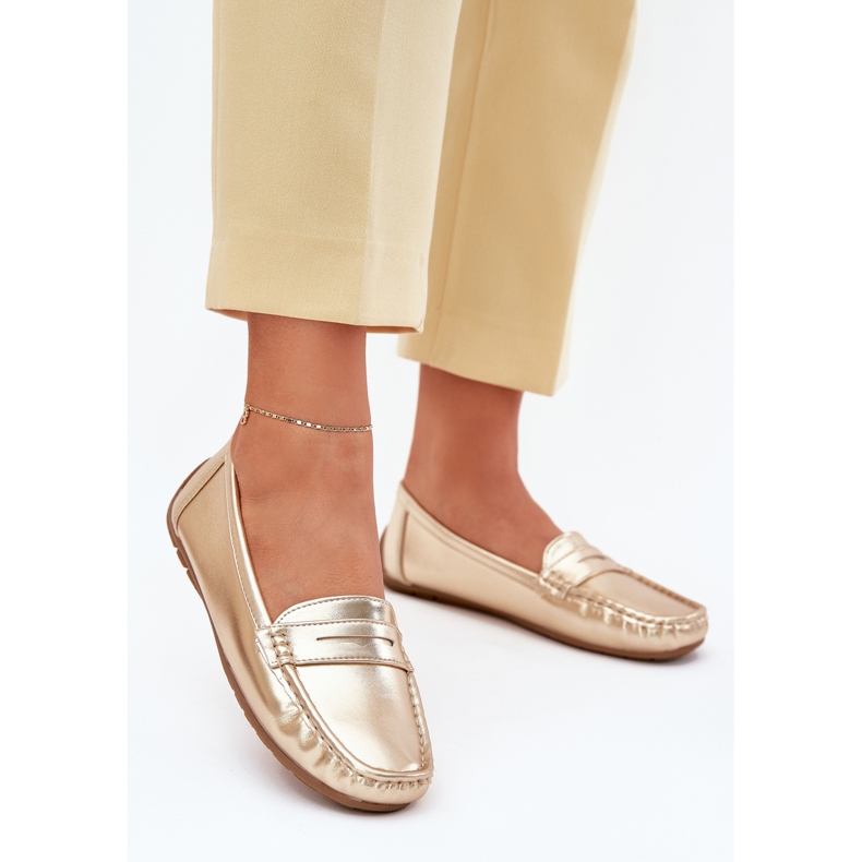 Women's eco leather golden loafers 2 Women's eco leather golden loafers 2