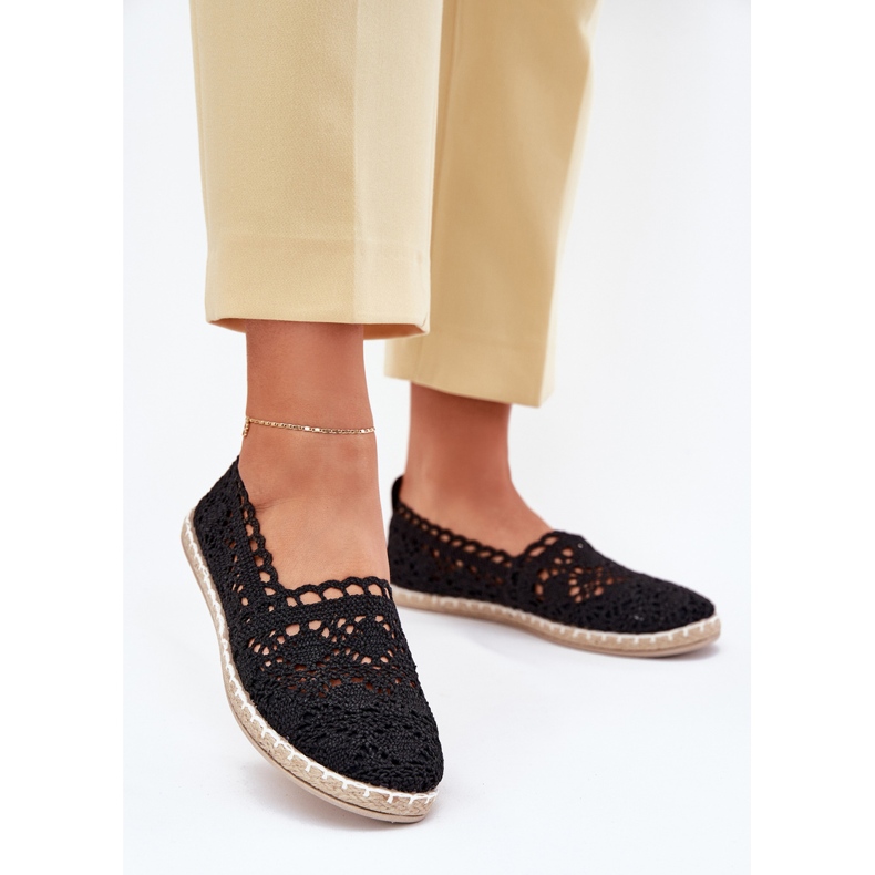 Lace women's lace black espadrilles 2