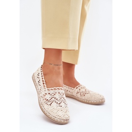 Beige lace lace espadrilles 2