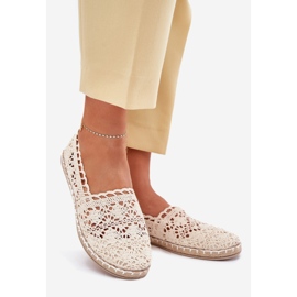 Beige lace lace espadrilles 1