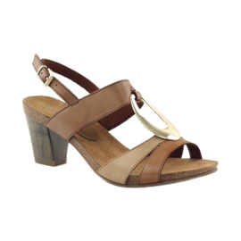 Caprice sandals women's shoes with decoration 28307 brown yellow 1