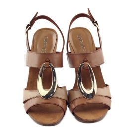 Caprice sandals women's shoes with decoration 28307 brown yellow 4