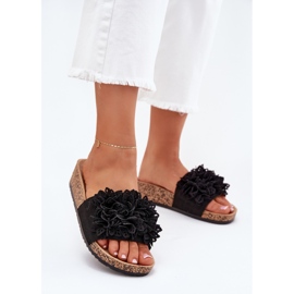 Women's flip flops on the cork platform black 2