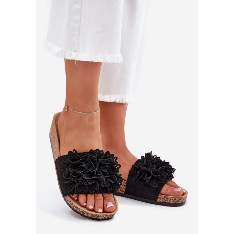 Women's flip flops on the cork platform black 1