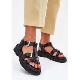 EVento Eco leather women's sandals with black clamps 2