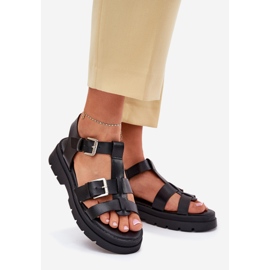 EVento Eco leather women's sandals with black clamps 1