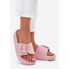 EVento Women's foam slippers on the platform with a pink buckle 1