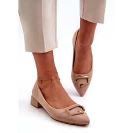 S.Barski Women's pumps with an eco-part ornament S. Barski KV27-034 Beige 3
