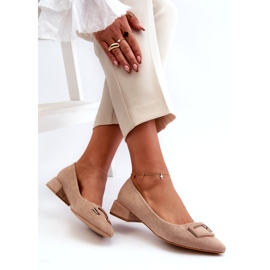 S.Barski Women's pumps with an eco-part ornament S. Barski KV27-034 Beige 4