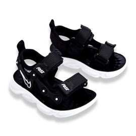 Tobias Boys Velcro Sandals Black And White 1